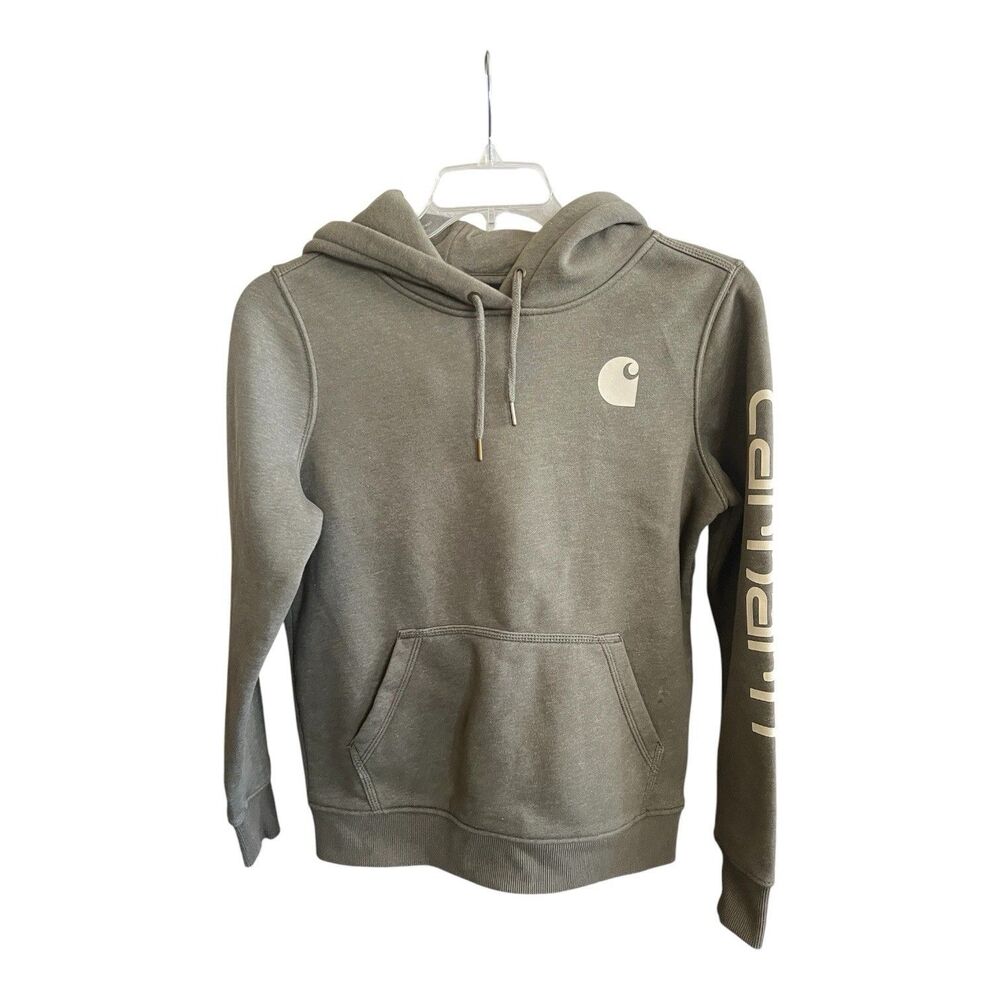 Carhartt Womens Clarksburg Graphic Sleeve Hoodie Sweatshirt Relaxed Small READ